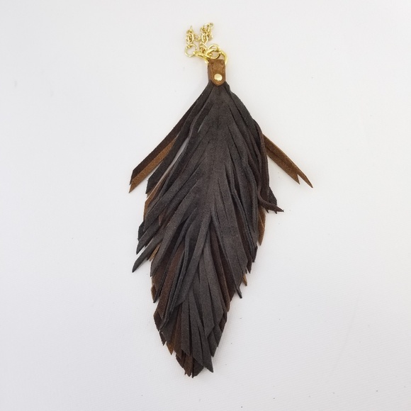 Lauren Ralph Lauren BrownLeather FeatherCharm - Picture 2 of 6